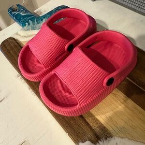 Pink Sandals with Perforated Design and Textured Sole